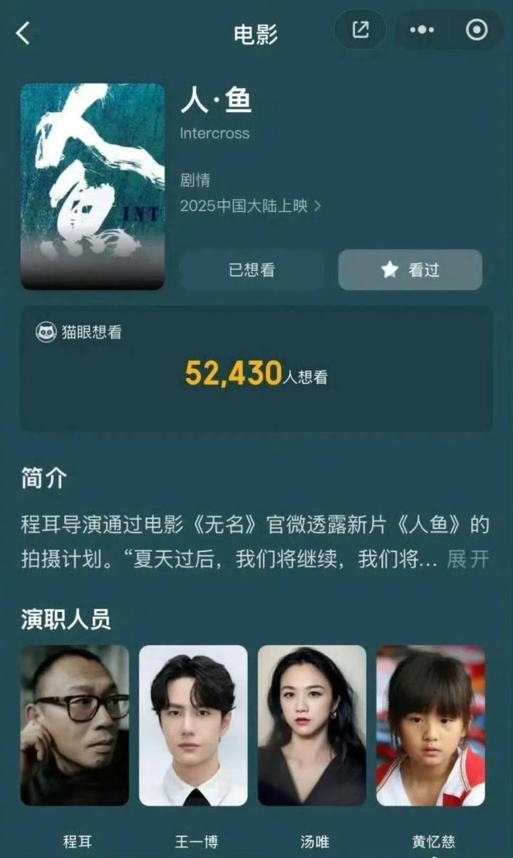 《人·鱼》新阵容：王一博领衔，黄磊女儿黄多多、汤唯加盟-2